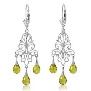 14K. GOLD CHANDELIERS EARRING WITH NATURAL PERIDOT